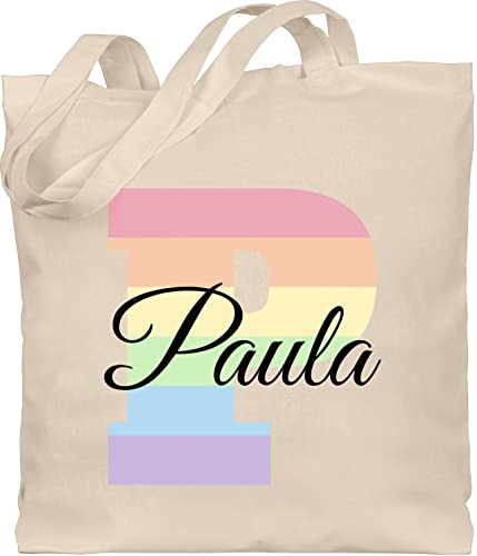 Baumwolltasche - Initialen - One Love Liebe Rainbow Regenbogen LGBTQ Gay Pride Regenbogenfarben LGBT mit Namen - Unisize - Naturweiß - wechselwäsche beutel anfangsbuchstabe tasche