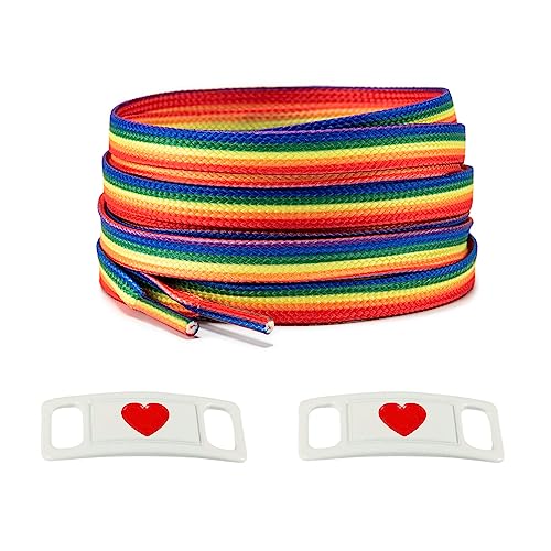 Zigvert LGBT Bisexuelle Lesben Gay Non-Binary Asexua Transgender Schnürsenkel mit Schuhdekorations-Charms, Regenbogen, 150 CM