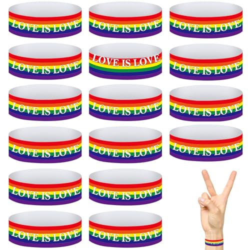 YanBous 200 Stück Partybänder, Festival Armbänder, Gay PridePapierarmbänder, Event Handgelenkband, , 19 x 25mm, für Veranstaltungen/Festival/Konzerte LGBT Regenbogen Festival(Regenbogenfarben)