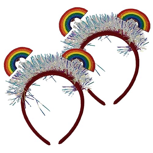 HOMSFOU 2St Regenbogen-Stirnband Regenbogen-Kopfschmuck Cosplay Kopfschmuck damen haarbänder party kopfschmuck Bandana Stirnband für Männer Haarschmuck für Frauen Dekoration