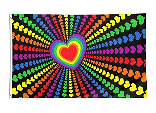 Star Cluster 90 x 150 cm Herzförmige LGBT Liebe Flagge und Fahne/Rainbow Heart Love Flag (Herz LGBT 90 x 150 cm)