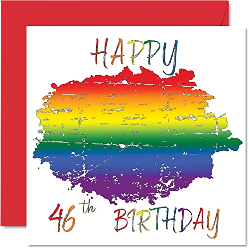 Stuff4 LGBT Geburtstagskarte zum 46. Geburtstag – Happy 46th Birthday – LGBT Geburtstagskarte für von Freundin und Freund, 145 mm x 145 mm Gay Pride LGBT Geschenke Grußkarten