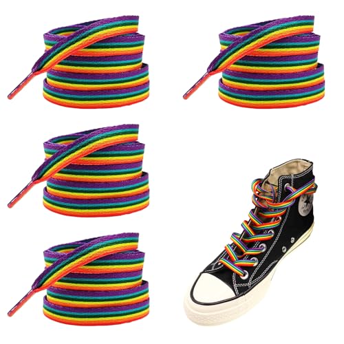 FloralGrace 2 Paar Schnürsenkel Bunt Lgbtq Accessoires Shoe Laces Shoelaces Chucks Bunt Pride Rainbow Für Sneaker Laufschuhe Sporscheinschuhe 160cm Schnürsenkel Flach