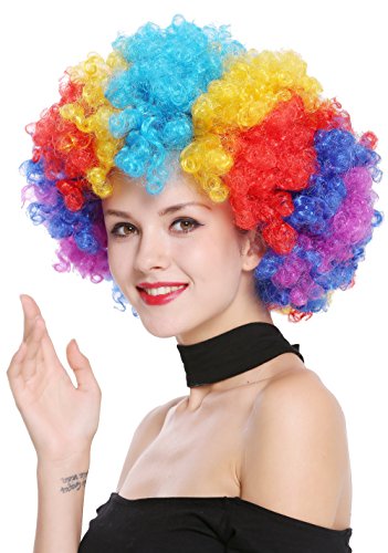 WIG ME UP - PW0011 Perücke Afroperücke Afro 70er Jahre Regenbogen Bunt Riesig Funky Disco Clown