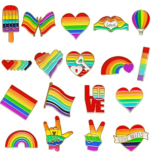 18 Stück Regenbogen Broschen, Regenbogen Emaille Pins Anstecknadeln, Regenbogen LGBT Homosexuell Lesben Pins, Stolz Anstecknadeln LGBT Pride Pin für Pullover, Schals, Kopftücher, Kleider, Anzüge