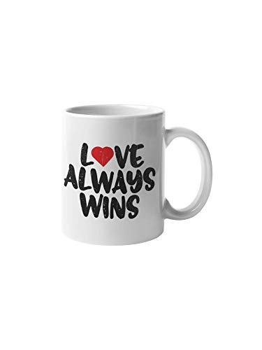 Shirtinator Geschenktasse Love always wins I Geschenkideen Geschenke Valentinstag Jahrestag Geburtstag Liebe I Tasse Keramik 325 ml