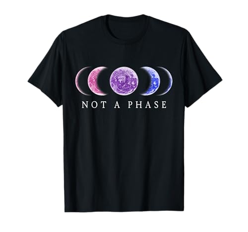 Bi Pride T-Shirt „Not a Phase“ Moon Phase Bisexuelle Farben T-Shirt