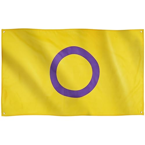Runesol Intersex Flagge, 91×152 cm, 4 Ösen, eine in jeder Ecke, Gay Pride Flagge, LGBT+ Flagge, Pride Fahne, Premium-Fahnen für drinnen und draußen, lebendige Farben, Festival Parade Feier