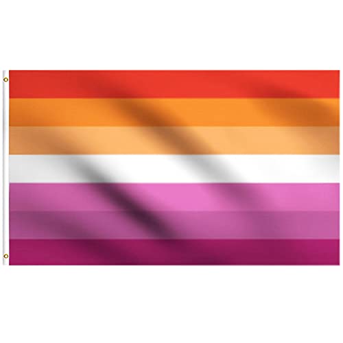MOGADEE® Lesbian Flag, 90x150cm Lesbian Flagge, Lesbische Pride Flag, Lesbian Flagge geeignet für Indoor und Outdoor LGBTQ Events, Paraden und Dekorationen