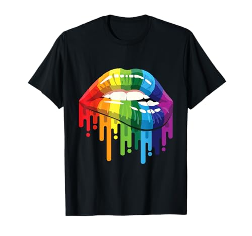 Bunte Regenbogen Lippen für Schwule u. Lesben Homosexuelle T-Shirt