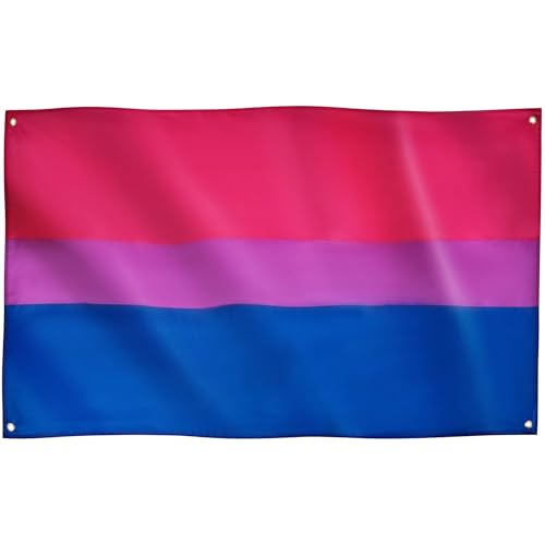 Runesol Flagge Bisexuelle, 91x152cm, Bi-Fahne, Pride Flagge, 4 Ösen, eine in jeder Ecke, LGBTQ+, Parade, Festival, Party, Karneval, Premium Fahnen für draußen und drinnen, satte Farben