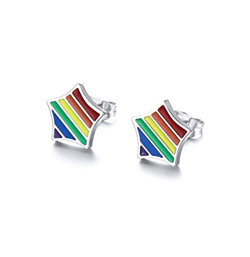 LGBT Regenbogen Ohrstecker Gay Pride Schwul Homosexual Homosexuell Damen Herren Ohrstecker Edelstahl Regenbogenfarben Ohrringe