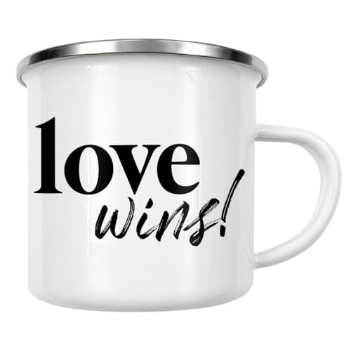 artboxONE Emaille Tasse Love wins! von AB1 Edition – Emaille Becher Typografie