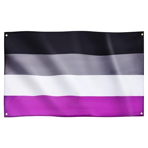 Runesol Asexual Flagge, 91x152cm, Fahne für Asexuelle, Pride Flagge, 4 Ösen, eine in jeder Ecke, LGBTQ+, Parade, Festival, Party, Karneval, Premium Flaggen für draußen und drinnen, satte Farben