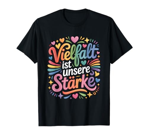 Vielfalt ist unsere Stärke Regenbogen LGBTQ Pride T-Shirt