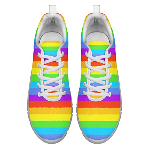 Dolyues Regenbogen LGBT Druck Sporthalle Schnürsneaker Lässige Leichte Atmungsaktive Trainer Joggingschuhe 45 EU
