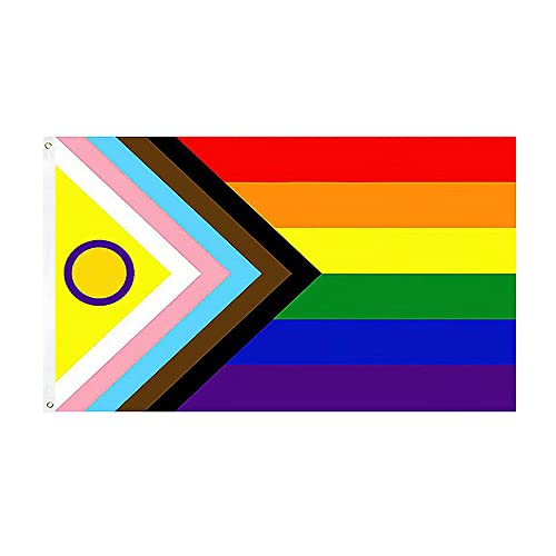 Progress Pride Flagge, LGBTQIA2+ Flagge, Gay Pride Flagge, Regenbogenflagge, Gay Pride Zubehör, LBGTQ Geschenke, Intersex Community, Intersex Fortschritt, Bisexuell, Schwul, Lesben, Transgender – By