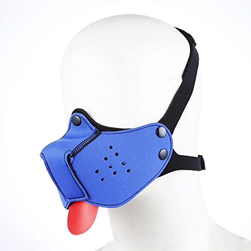 OnundOn Tierkopf Maske Hundemaske Halloween Kostüm Party Hood Weiß Karneval Masken Welpenmaske (Blau)