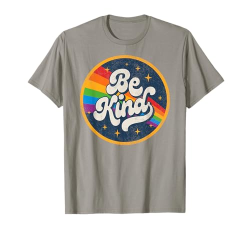 LGBTQ Be Kind Gay Pride LGBT Ally Rainbow Flag Retro Vintage T-Shirt