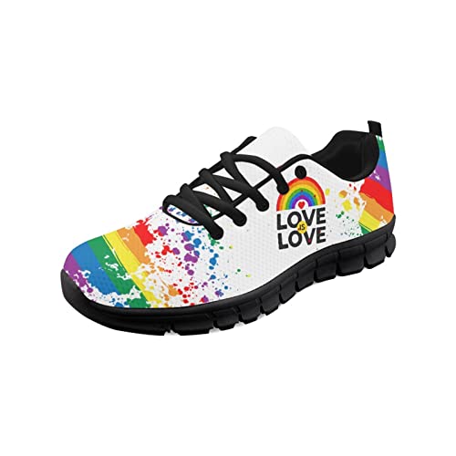 Kuiaobaty Herren Turnschuhe rutschfeste lässige Laufschuhe, Farbkunst, atmungsaktiv, athletische Walking-Sneaker mit Memory-Schaum, Rainbow Pride, 44.5 EU