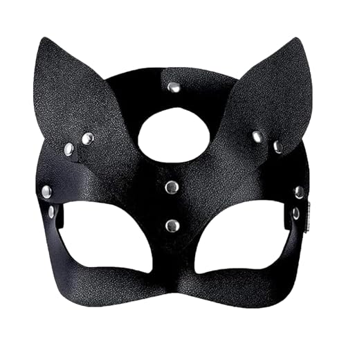 Halloween Maske Damen,Cat Woman Mask Kostüm,Katze Frauen Costume Katzenmaske Black Sexy Katzen Masken Valentinstag Cosplay Leder Augenmaske,Schwarz Sex Ledermaske,für Adult Karneval Maskerade Party