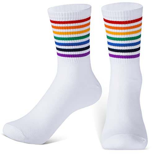Neer Socken mit Regenbogen Muster Baumwolle LGBT Sportsocken Unisex Gestreifte Bunte LGBTQ Stolz
