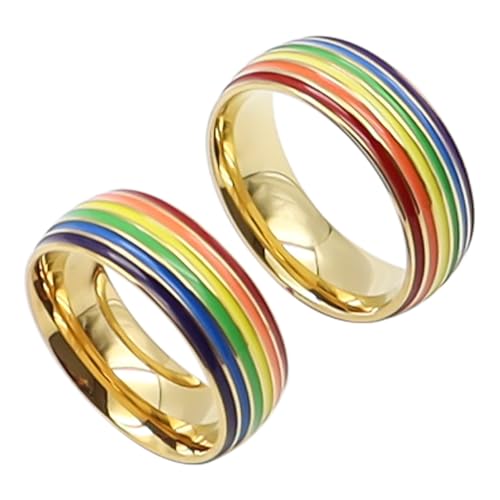 CENPEK 2 Stück Schwulenring, Regenbogenring, Lgbt-Ring, LGBT Gay Pride Regenbogenring, Ringe Gay, Damenring für Männer ist für viele Anlässe, Hochzeiten, Jubiläen geeignet