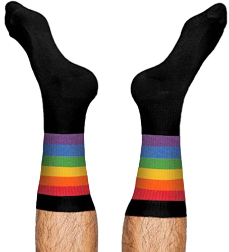 TODO Socken PRIDE Motiv Unisex mit LGBT Flagge Baumwolle Weiß und Schwarz mit Regenbogen (39-42, Schwarz)