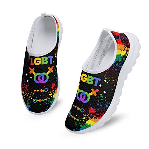 Kuiaobaty Damen Sneakers Komfort Sport Laufschuhe Atmungsaktiv Mesh Walking Sneakers Casual Loafer Sommer Clogs, LGBT Pride, 42 EU