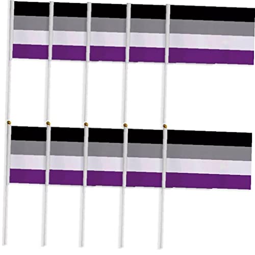 Luxylei Asexuelle Stolz Regenbogenflaggen 10pcs Kleine Mini Hand Gehaltene Asexuelle Stick Flagge Schwule LGBT Festival Party Paraden Dekorationen