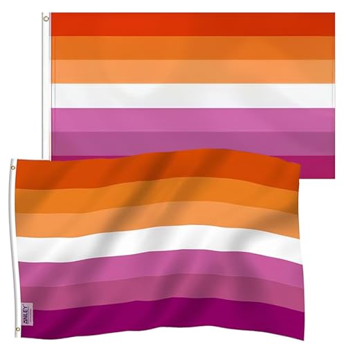 Lgbtq Flagge Hillylolly 2 Stück kräftige Farben Lesbian Flag, 90X150cm Lesbian Flagge zum aufhängen, groß lesbische Pride Flag mit 2 Ösen für Garten, Balkon, Zimmer, Drinnen und Draußen, Pride Month