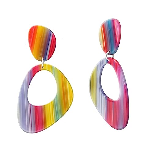Soul-Cats Statement Ohrringe im Retro Style der 70er Jahre Regenbogen Hippie