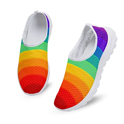 Dolyues Rainbow LGBT Gay Pride Print Damen Casual Slip On Sneakers, Bequeme Leichte Sport Outdoor Sportschuhe