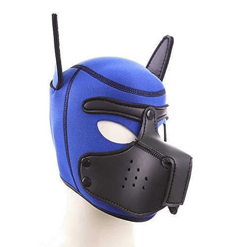 YiQin RWSX Hundemaske, 2 Größe Neopren Welpen Haube Nach Tier Kopf Maske Neuheit Kostüm Hund (Color : Blue, Size : Medium)