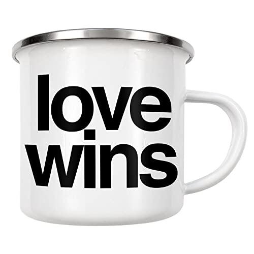 artboxONE Emaille Tasse Love wins von Sinan Saydik – Emaille Becher Typografie