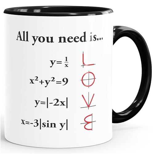 Moonworks® Kaffee-Tasse Geschenk Liebe Love Kurvendiskussion Mathematik Nerd Geek Valentinstag weiß-innen-schwarz Keramik-Tasse