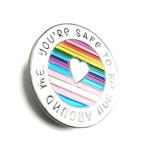 Anstecknadel mit Aufschrift „You’re Safe To Be You Around Me“, LGBT, Gay Bi Lesbisch, Trans Gender Inclusiveness Awareness and Understanding Ally, Metall, Emaille, Metall