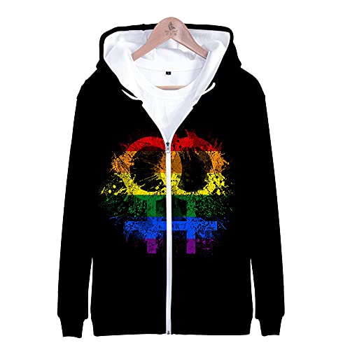 LGBT Hoodie Frühling und Herbst Stolz Monat Glücklicher Regenbogen Sweatshirt Gay Sport Casual Großes Top (A3,XXL)