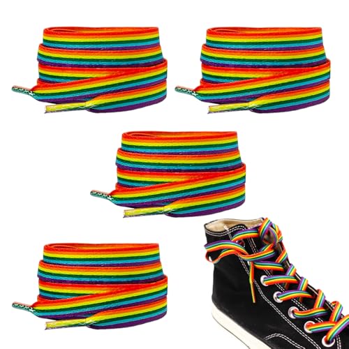 Sprinlot SchnüRsenkel Bunt, Schnürsenkel Regenbogen, Breit Rainbow Schuhbänder, Pride Schnürsenkel, Für Kinder, Erwachsene, Turnschuhe, High Tops
