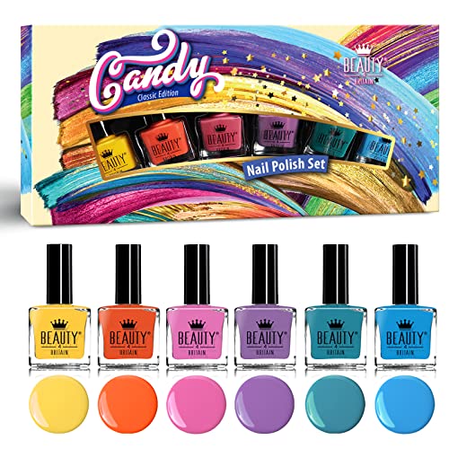 Nagellack-Set „Regenbogen“ – 6 Lebendige Farben, Glänzendes Finish, 10-ml-Fläschchen, Qualitätsarbeit