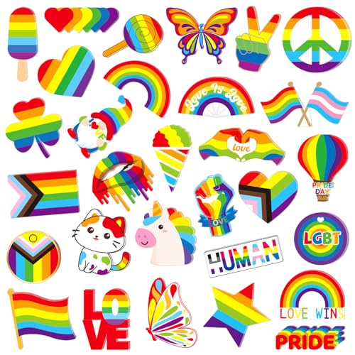UPINS Pride Anstecknadeln, 30 Stück Regenbogen Broschennadeln Acryl LGBT Brosche Pride Pin Anstecker für Kleidung Hut Rucksack Deko
