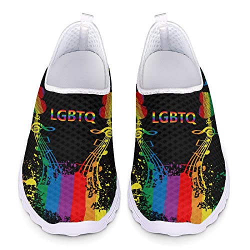 Kuiaobaty Lässige Mesh-Turnschuhe für Damen, modische Sneaker, bequeme Laufschuhe, atmungsaktiv, Walking-Tennisschuh, Slip-On-Schuh, Lgbtq Pride, 42.5 EU