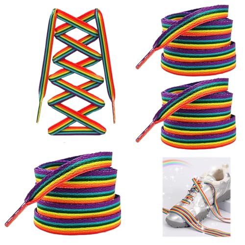 2 Paar Schnürsenkel Bunt,Bunte Schnürsenkel Regenbogen Schnürsenkel Glitzer für Kinder Regenbogen Laces,Cschnürsenkel Sneaker,Elastische Schuhbänder Accessoires,Rund Schuhbänder Arbeitsschuhe(140cm)