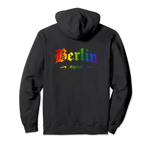 Berlin Vintage LGBTQAI+ Regenbogen Backprint Pullover Hoodie