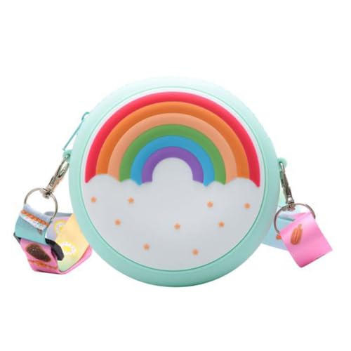 YANGWEN Silikon Regenbogen Tasche Kinder Umhängetasche Mädchen Handtasche Schultertasche Kindertasche Mädchen Spielzeug Mini Einzigen Schulter Tasche Kinder Dekorative Tasche,Green