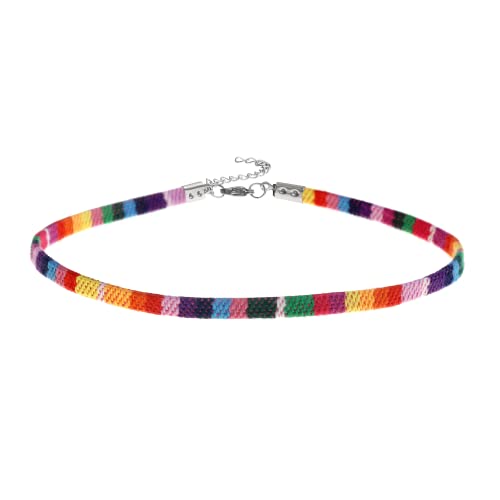 Made by Nami Boho Surfer Choker-Halsband – Verstellbar und 100% Wasserfest – Bunte Ethno Hippie Choker-Kette für Damen und Mädchen – Handmade Sommer Festival Strand Accessoires (Regenbogen)