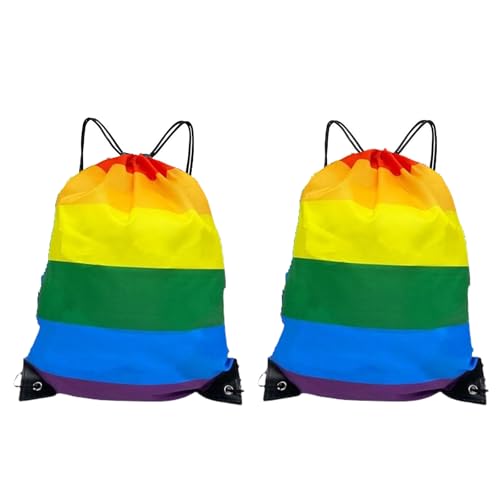 JCKD 2-teilig Regenbogen Kordelzug Rucksack, Fitness Tasche, Unisex Sporttasche, Kordelzug Tasche, geeignet für Sport, Reisen, Schule, Strand, Sport, Fitnessstudio, Yoga, Schwimmen