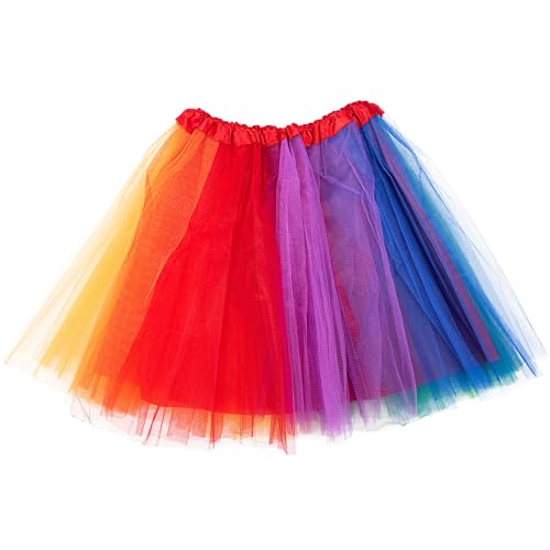 TüTü Damen, TüLlrock Damen with 3 Layers, Regenbogen Kostüm Karneval Kostüm Damen, Faschingskostüme Kostüm 50er 80er Jahre Damen Tüllrock Bunt für Adult Teen