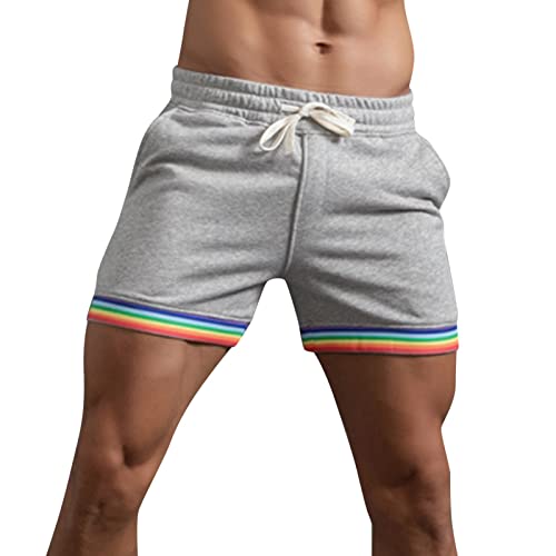 Pride Shorts Herren Sommer LGBT Gay Pride Flag Sweatshorts Regenbogen Sportshorts Rainbow Boxershorts Schnelltrocknende Strandshorts Kurze Hosen Outdoor Laufshorts Pride-Month Geschenke