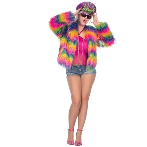 CREATIV DISCOUNT NEU Damen-Kostüm Plüsch-Jacke Rainbow, bunt, Gr. 40-42